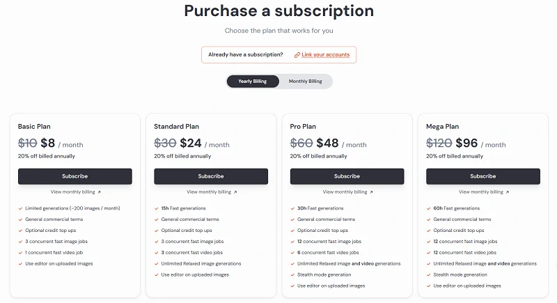 Midjourney pricing