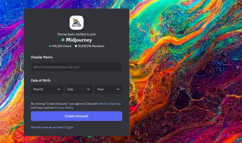 Create a Midjourney Discord account