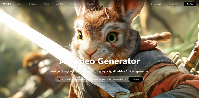 Vidu AI Homepage
