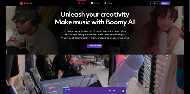 Criar música com IA grátis com Boomy AI