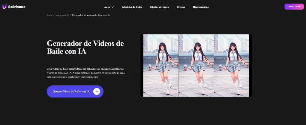 Generador de baile IA - GoEnhanceAI