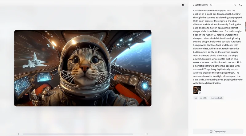 Midjourney image detail page of a cat