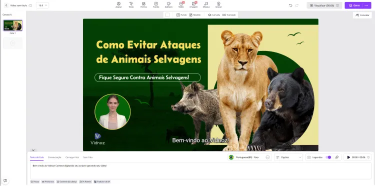 editor de vídeo IA do Vidnoz AI