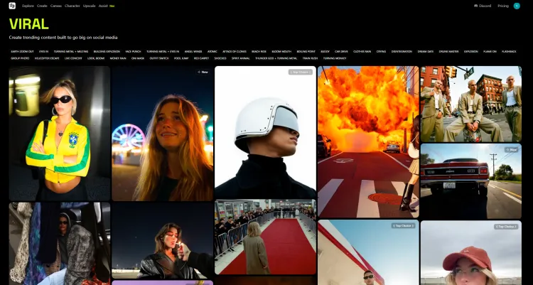 Interface de Viral do Higgsfield AI