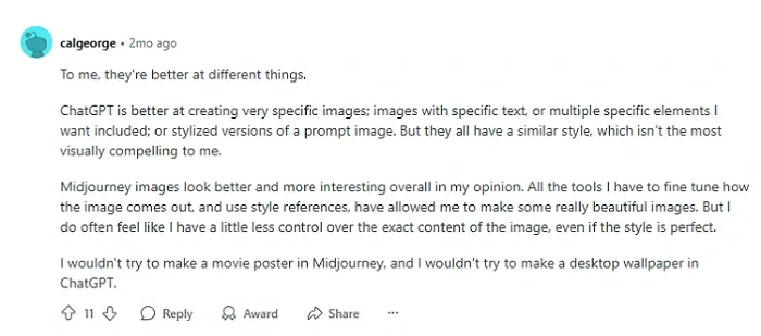 A user review from reddit