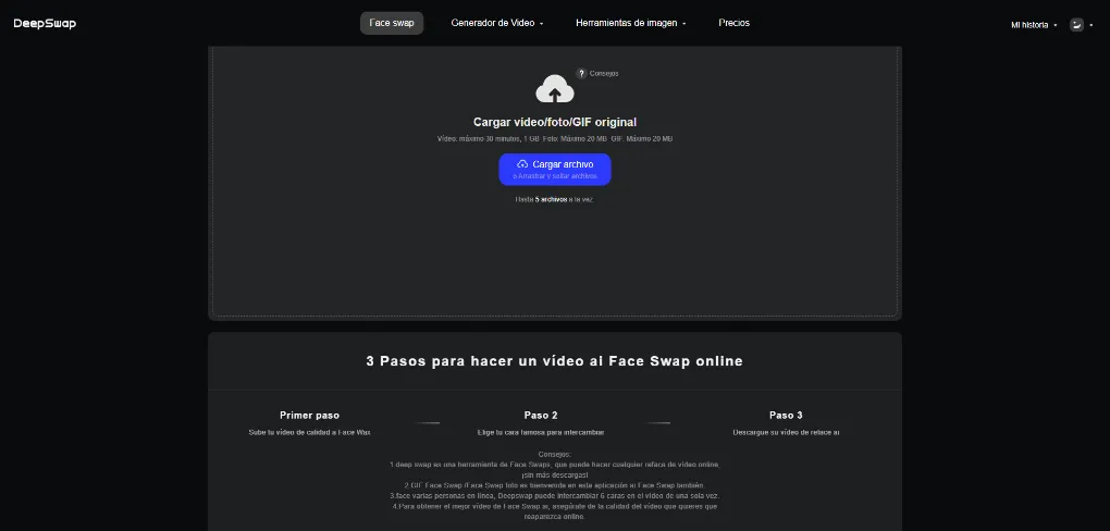 Generar video baile - Deepswap