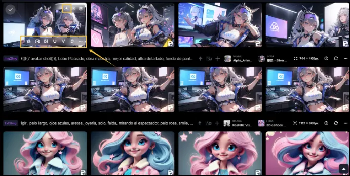 Descargar el avatar generada por IA