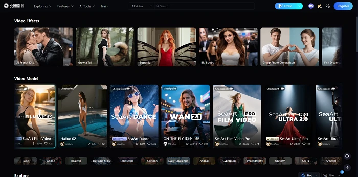 SeaArt AI Video Homepage