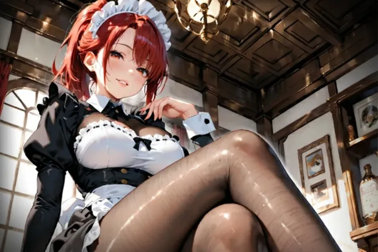 Garota de anime em traje de empregada gerada por IA