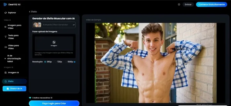 Interface do app Deevid AI