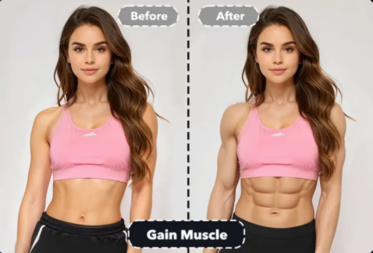 antes e depois de usar o gerador de IA musculoso do SeaArt