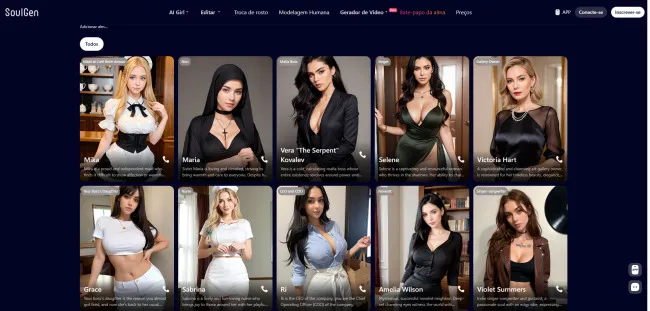 Página inicial do SoulGen