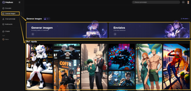 Crear imagen con IA en Polybuzz