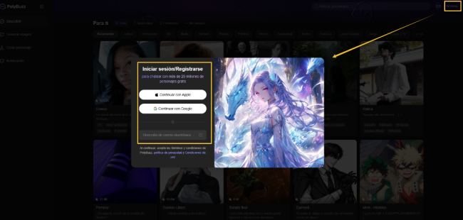 Registrarse e iniciar sesión en Polybuzz