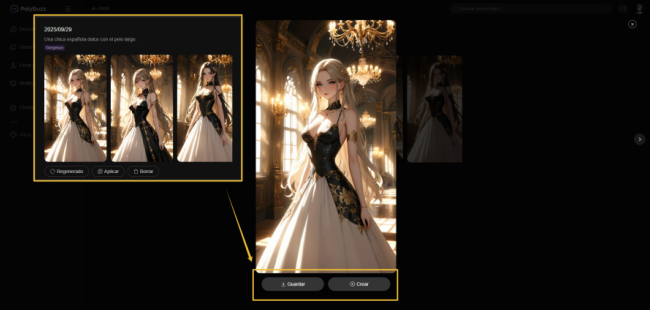 Guardar tu imagen generada por Polybuzz