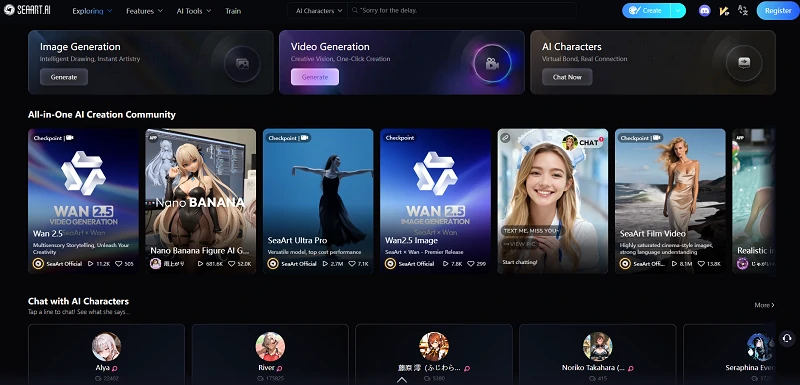 SeaArt AI homepage