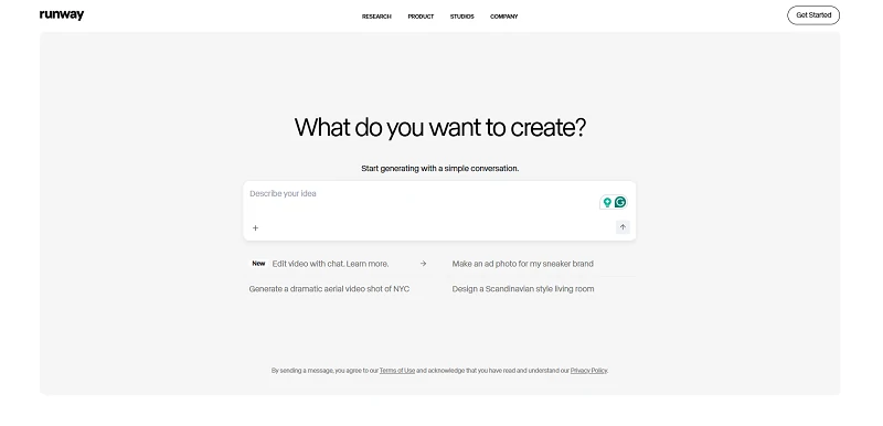 Runway homepage