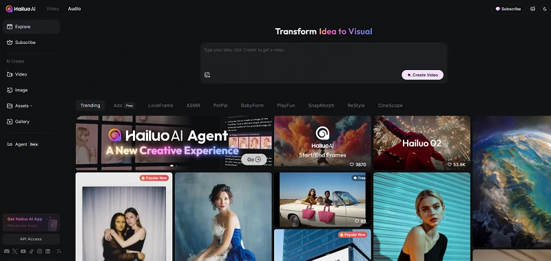 Hailuo ai homepage
