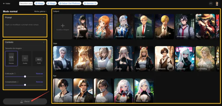 Gerar imagem indivudial da personagem IA com PolyBuzz