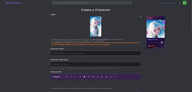 Criar um personagem no Janitor AI