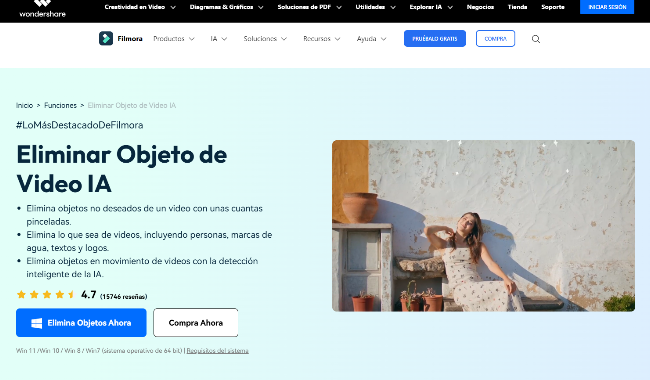Eliminar objeto de video IA con Filmora