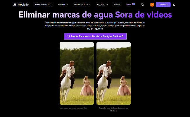 Eliminar marcas de agua Sora de videos con Media.io