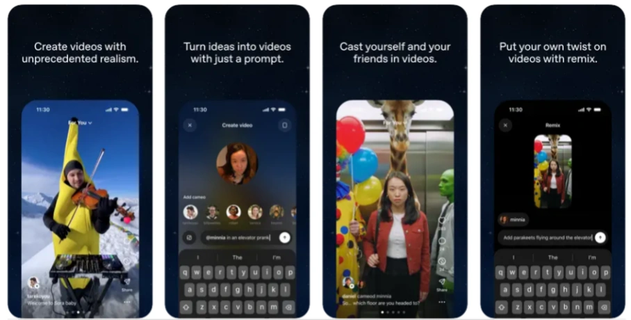 iPhone 上 Sora 2 应用界面截图