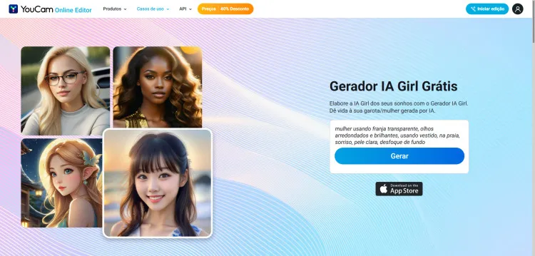 Interface do gerador de IA sexy do YouCam