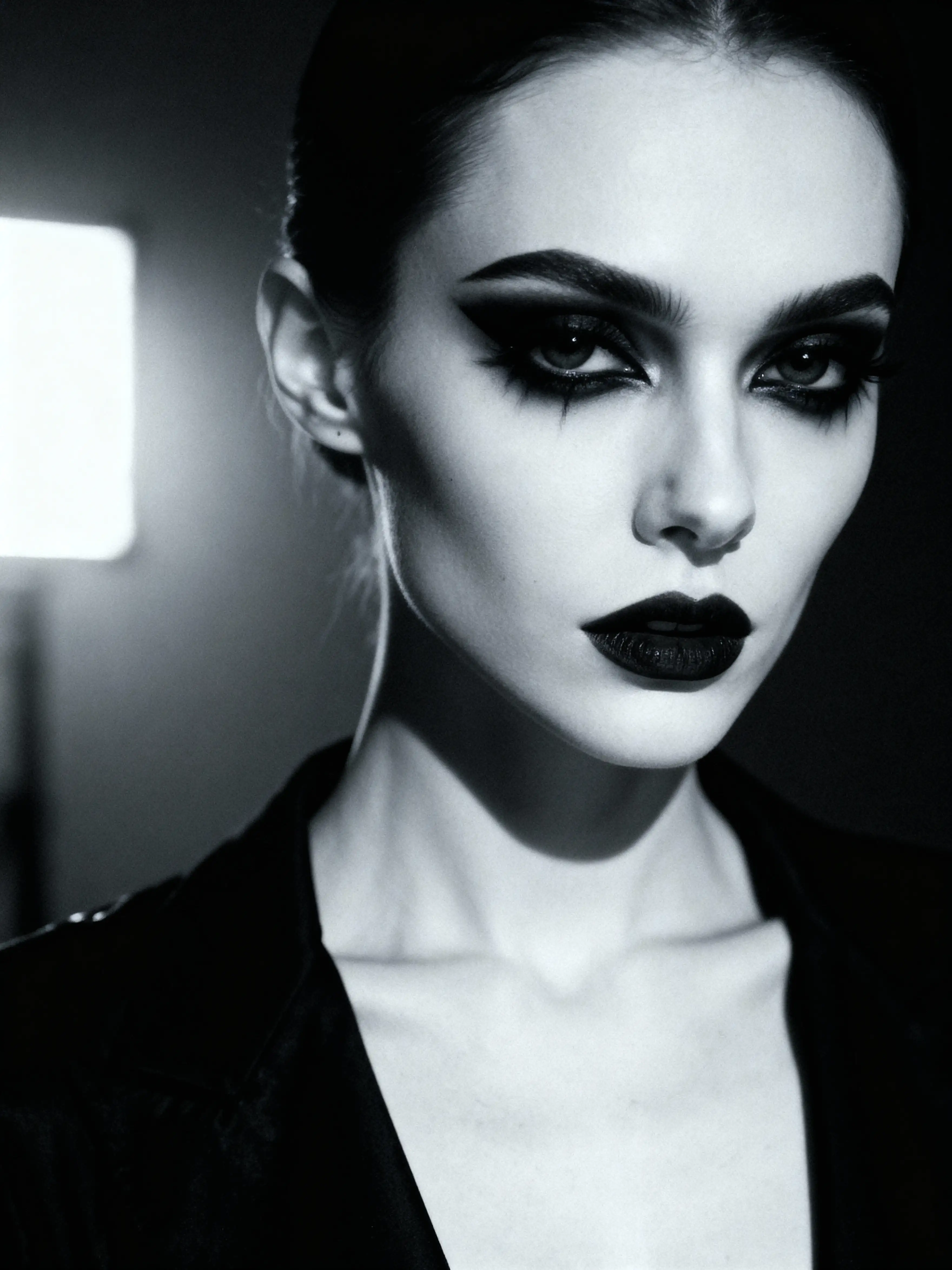 Modern gothic fashion portrait with smoky eyes