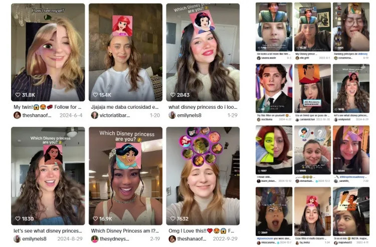 Captura dos filtros que princesa da Disney eu seria do Tiktok