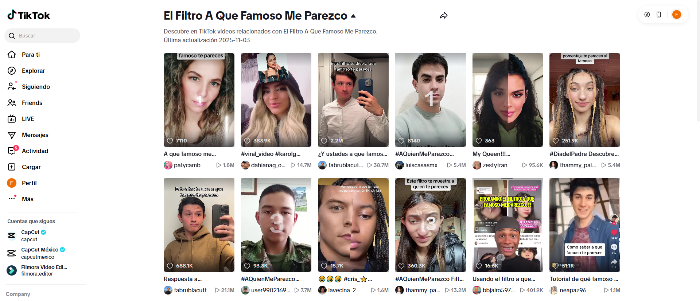 el filtro “a qué famoso me parezco” en TikTok