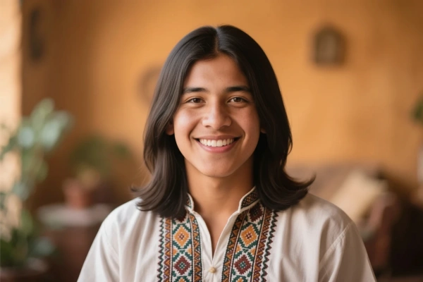 Cabello largo con raya en medio