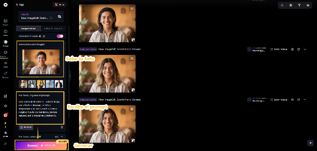 simulador de cortes de pelo con IA de SeaArt