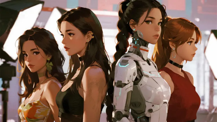 Personagens femininas de IA com diferentes estilos e caracteres