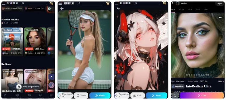 Interfaces de criar mulher articifial com o SeaArt AI