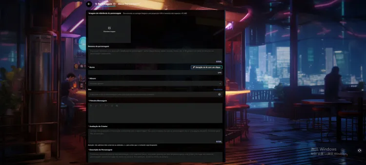 Personalização completa do chat IA personagem com o SeaArt