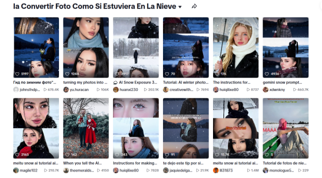 la tendencia de foto de nieve en Tiktok