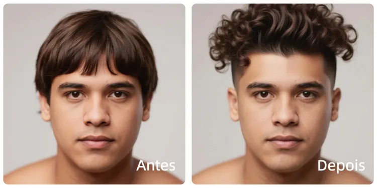 Penteado masculino para rosto redondo - Pompadour Cacheado