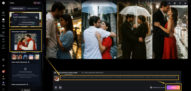 Sube la foto y escribe los prompts