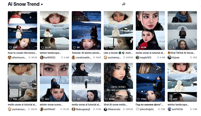 snow photo trend on TikTok