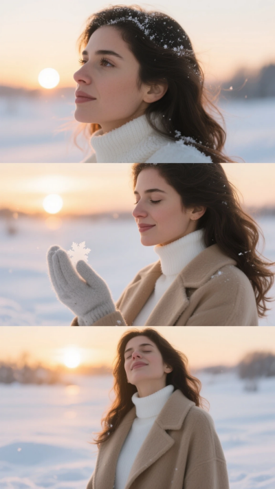 Atardecer en la nieve · Mirada y sonrisa