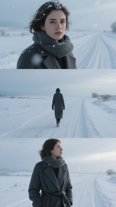 Caminante solitario · Silueta en la nieve