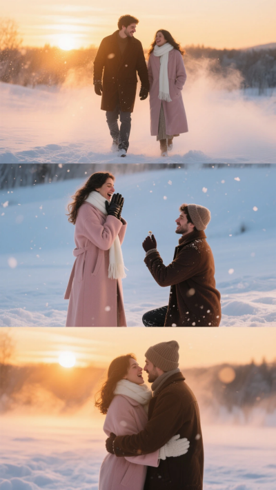 Propuesta en la nieve · Momento de ternura