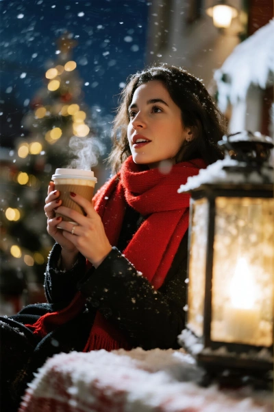 A woman with a smile in the snow