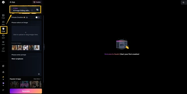 Entre no recurso de geração de imagens