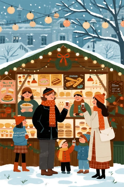Spanish Christmas shop illustration