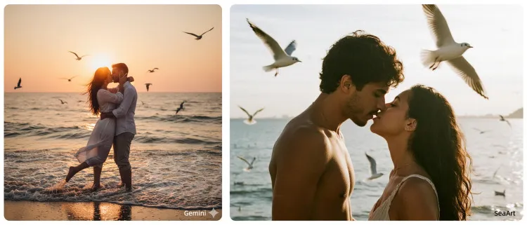 Casal Brazileiro se beijando na praia