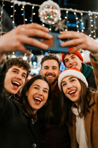 Selfie with hanging lights