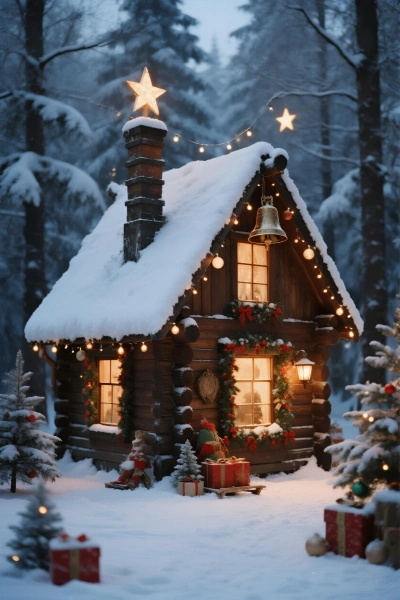 Christmas cabin in the woods
