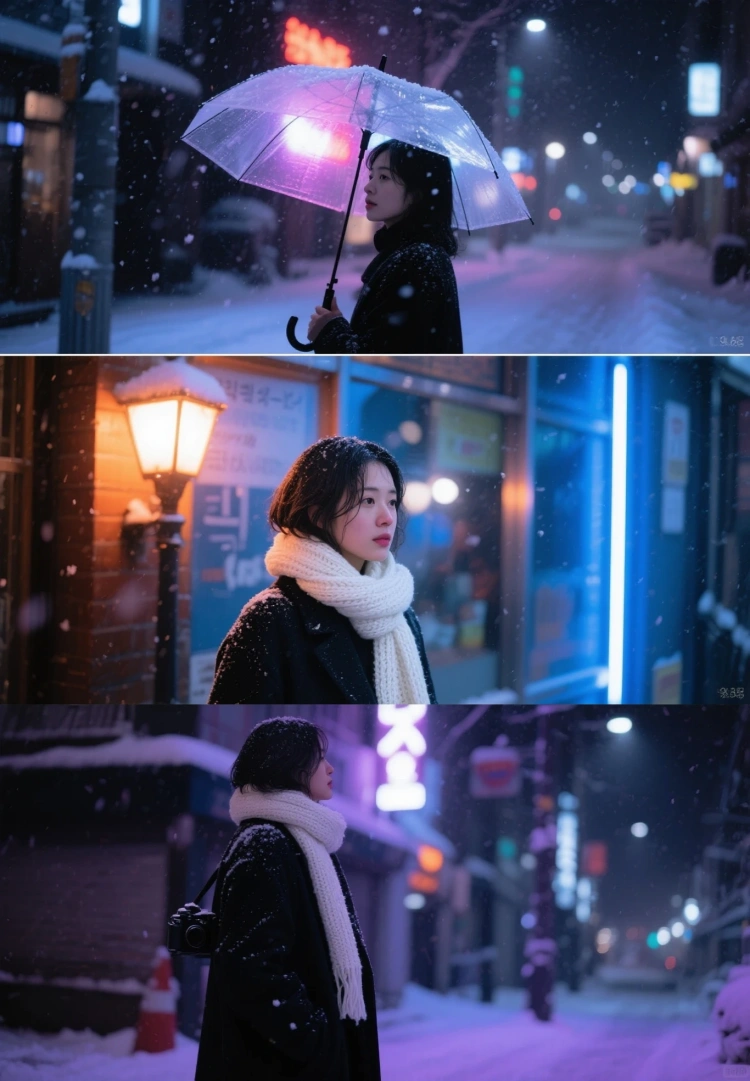 雪の都市 散歩 プロンプト